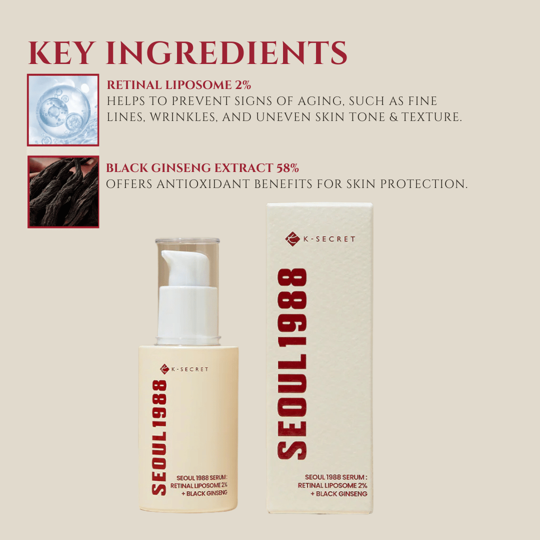 SEOUL 1988 Serum : Retinal Liposome 2% + Black Ginseng - 30mL