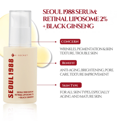 SEOUL 1988 Serum : Retinal Liposome 2% + Black Ginseng - 30mL